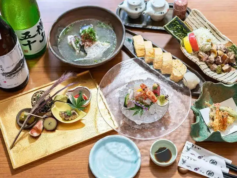 A seafood spread featuring local foods from Shimabara