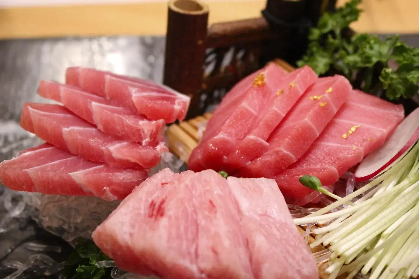 A plate of bright and fresh sashimi